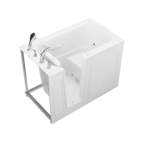 ANZZI Value Series 30 in. x 53 in. Left Drain Quick Fill Walk-in Whirlpool Tub in White