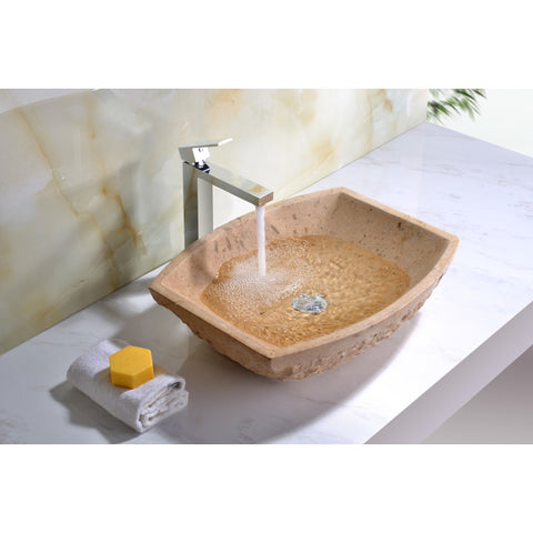 Stoic Basin Vessel Sink in Classic Cream Marble