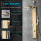 Dion Series 39 in. 2-Jetted Shower Tower with Heavy Rain Showerhead and Spray Wand, Full Body Shower System in Gold