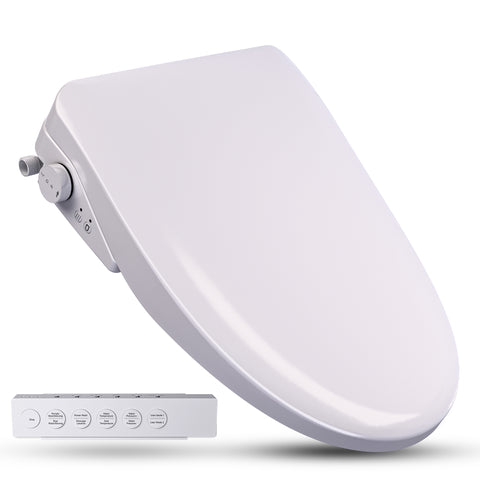 Electric Bidet Seat with Auto Lid, Heated, Warm Water, Air Dryer, Self Cleaning, Lady Wash, Deodorizer, and Classic Remote