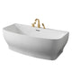 Bank Series 65 in. x 31 in. Flat Bottom Acrylic Freestanding Soaking Bathtub with Center Drain, Brushed Gold Faucet