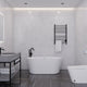 Chand Series 59 in. x 30 in. Flat Bottom Acrylic Freestanding Soaking Bathtub with Center Drain in Glossy White