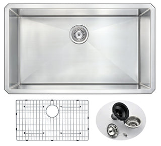 ANZZI 32 in. Undermount Kitchen Sink, Handcrafted Stainless Steel (16/18 Gauge), Single or Double Bowl, Various Series