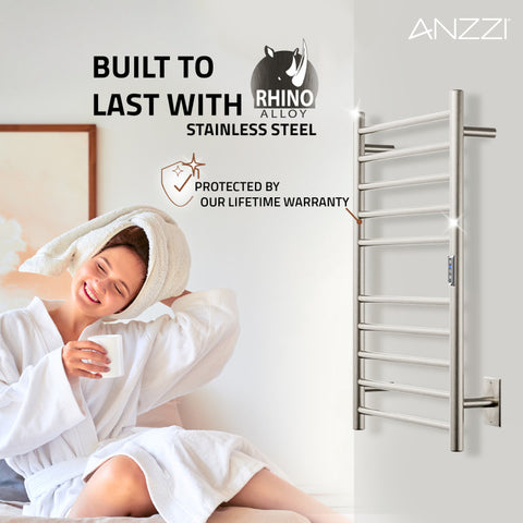 ANZZI Bali Series 10-Bar Stainless Steel Wall Mounted Towel Warmer