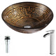 LSAZ079-097B - ANZZI Alto Series Deco-Glass Vessel Sink in Lustrous Brown with Key Faucet in Brushed Nickel