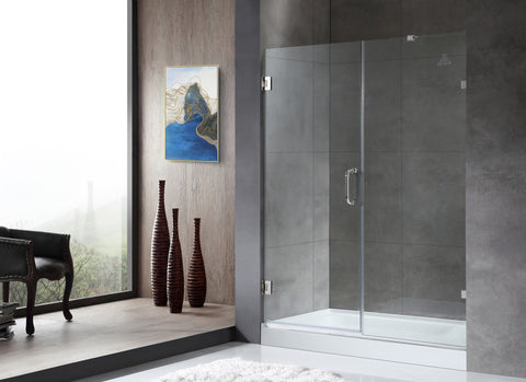 ANZZI Makata Series 60 in. by 72 in. Frameless Hinged Alcove Shower Door with Handle