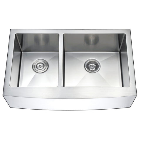 ANZZI ELYSIAN Series 33 in. Farm House 40/60 Dual Basin Handmade Stainless Steel Kitchen Sink