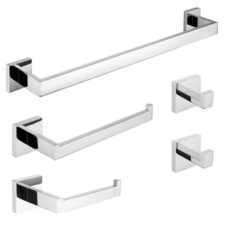 ANZZI Complete 5-Piece Bathroom Hardware Set (Includes Two Towel Bars), RHINO ALLOY Certified Stainless Steel & Zinc, Multiple Finishes