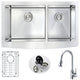 K36203A-044 - ANZZI Elysian Farmhouse 36 in. Double Bowl Kitchen Sink with Sails Faucet in Polished Chrome