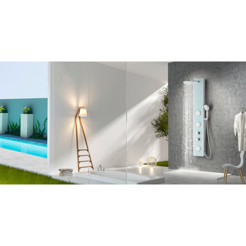 SP-AZ8096 - ANZZI Titan Series 60 in. Full Body Shower Panel System with Heavy Rain Shower and Spray Wand in White