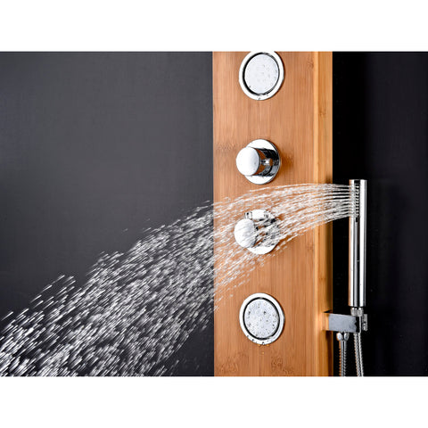 SP-AZ8100 - ANZZI Mansion 60 in. Full Body Shower Panel with Heavy Rain Shower and Spray Wand in Natural Bamboo