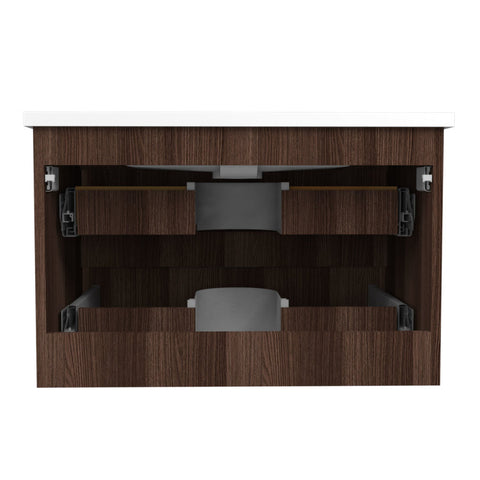 30 in W x 20 in H x 18 in D Bath Vanity in Dark Brown with Cultured Marble Vanity Top in White with White Basin & Mirror