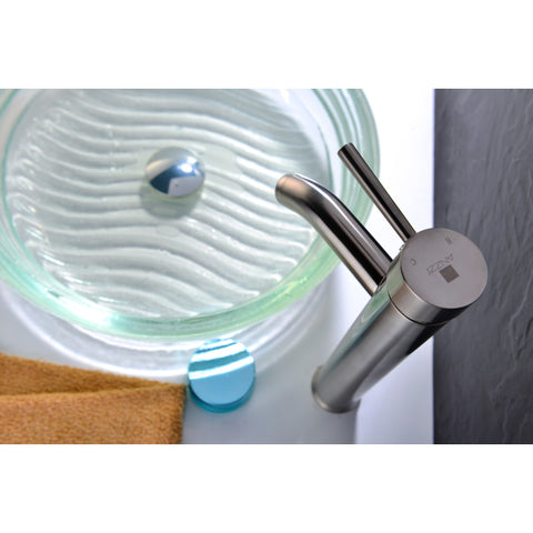 L-AZ040 - ANZZI Fann Single Hole Single-Handle Vessel Bathroom Faucet in Brushed Nickel
