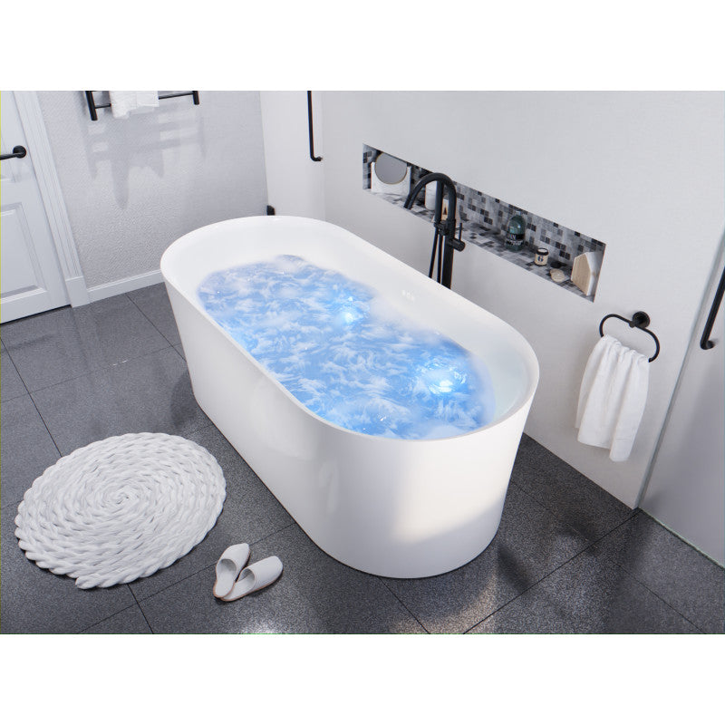 FT-AZ067 - ANZZI Jericho Series 67 in. x 32 in. Flat Bottom Acrylic Freestanding Air Jetted Bathtub with Center Drain in Glossy White