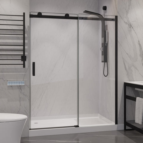 SD-FRLS05702MBR - ANZZI ANZZI Series 60 in. x 76 in. Frameless Sliding Shower Door with Handle in Matte Black