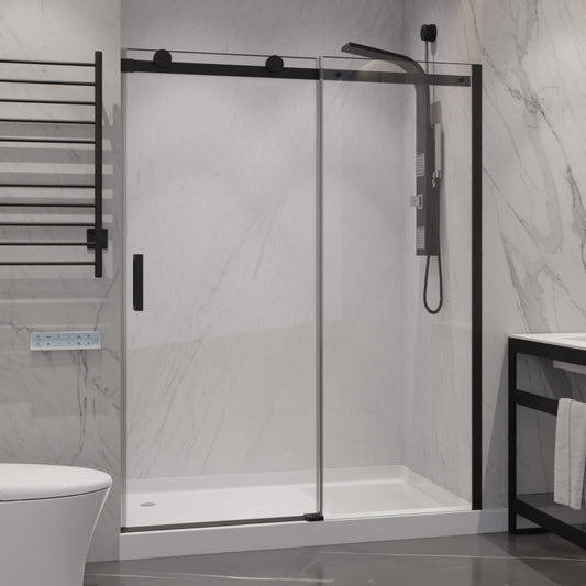 SD-FRLS05701MBR - ANZZI 48 in. x 76 in. Frameless Sliding Shower Door with Handle in Matte Black