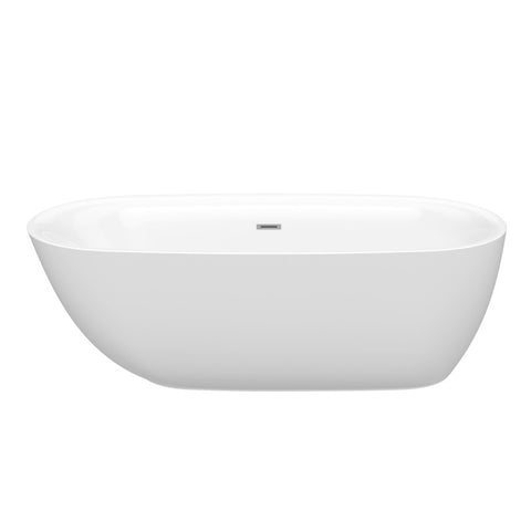 ANZZI Ami 67 in. Acrylic Flatbottom Freestanding Bathtub in White
