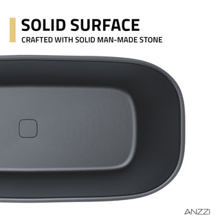 67 in. x 32 in. Rectangle Freestanding Stone Resin Deep Soaking Flat-Bottom Bathtub with Center Drain