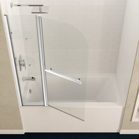 60 in. L x 30 in. W x 79 in. H Right Drain White Rectangular Tub with Frameless Tub Door in Polished Chrome Finish
