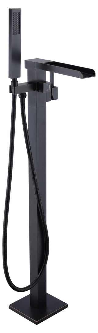 ANZZI Union Floor Mount Tub Filler (41" H), 2-Handle Control, 60" Hand Sprayer, Solid Brass, cUPC Certified, Various Finishes