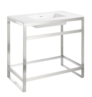 ANZZI Orchard 36" Ultramodern Console Sink (36" W x 34" H), Glossy White Solid Surface Top, Tempered Glass Shelf, Multiple Frame Finishes
