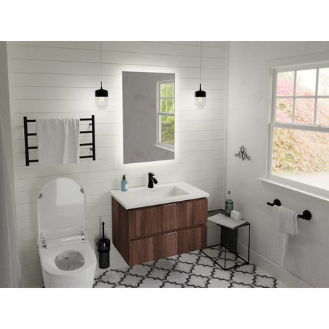 ANZZI 30 in W x 20 in H x 18 in D Bath Vanity with Cultured Marble Vanity Top in White with White Basin & Mirror
