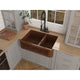 Moesia Farmhouse Handmade Copper 33 in. 60/40 Double Bowl Kitchen Sink with Floral Design
