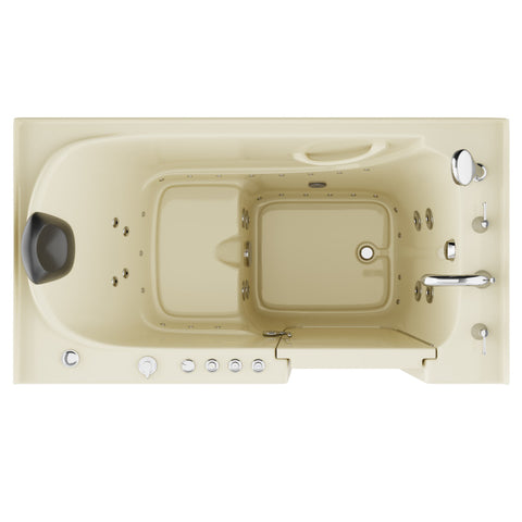 ANZZI 32 in. x 60 in. Right Drain Quick Fill Walk-In Whirlpool and Air Tub with Powered Fast Drain in Biscuit