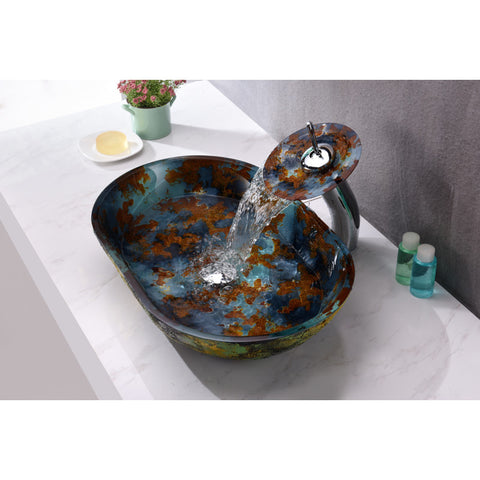 Voce Series Vessel Sink in Impasto Blue