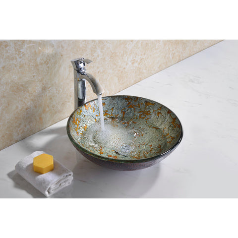 LS-AZ8181 - ANZZI Tara Series Deco-Glass Vessel Sink in Arctic Blaze