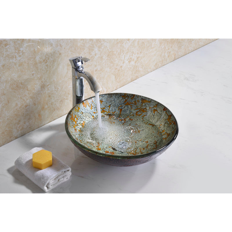 LS-AZ8187 - ANZZI Tara Series Deco-Glass Vessel Sink in Marine Crest