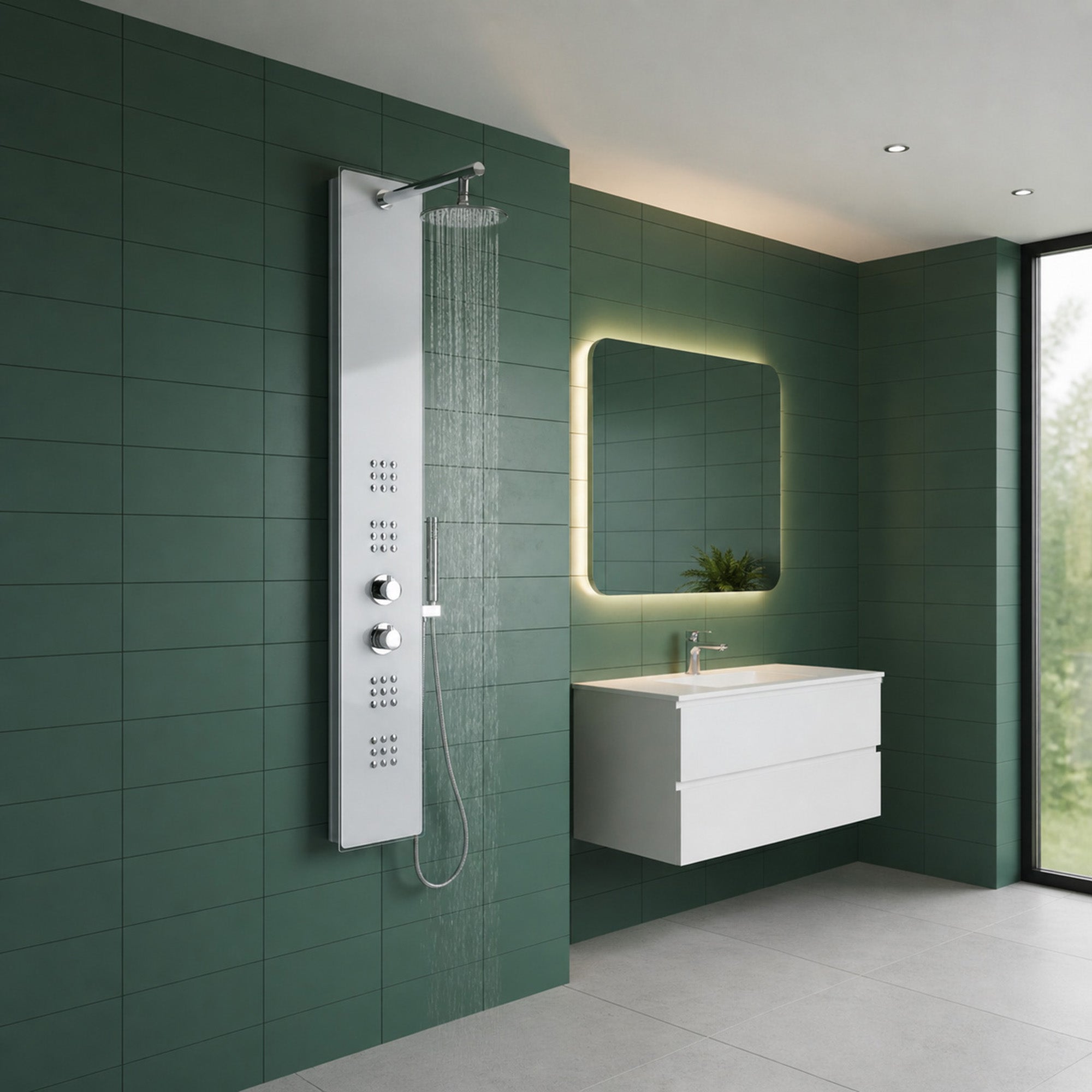 ステンレススチール フィッシュポーチャー SP-AZ048 - ANZZI VELD Series 64 in. 2-Jetted Full Body Shower