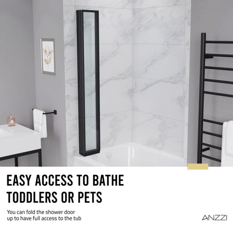 ANZZI 56-in. x 33-in. Accordion-Style Bathtub Shower Door