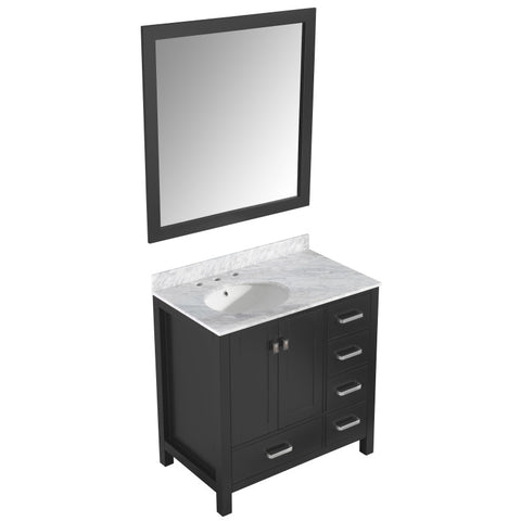 Chateau 36 in. W x 22 in. D Bathroom Bath Vanity Set with Carrara Marble Top with White Sink