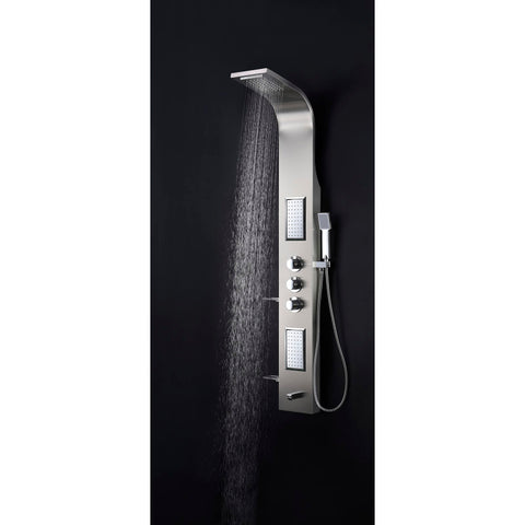 ANZZI Field 58 in. Full Body Shower Panel with Heavy Rain Shower and Spray Wand in Brushed Steel
