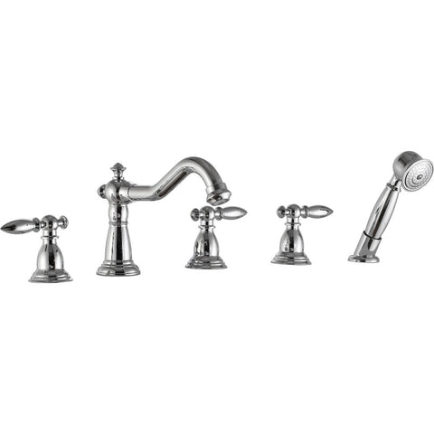 FR-AZ091CH - ANZZI Patriarch 2-Handle Deck-Mount Roman Tub Faucet with Handheld Sprayer in Polished Chrome