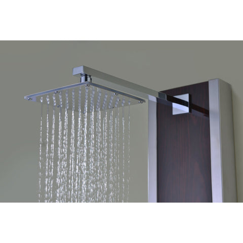 ANZZI Monsoon 57 in. 4-Jetted Full Body Shower Panel with Heavy Rain Shower and Spray Wand in Mahogany Style Deco-Glass