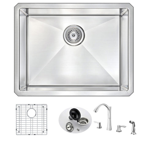 KAZ2318-032B - ANZZI VANGUARD Undermount 23 in. Single Bowl Kitchen Sink with Soave Faucet in Brushed Nickel