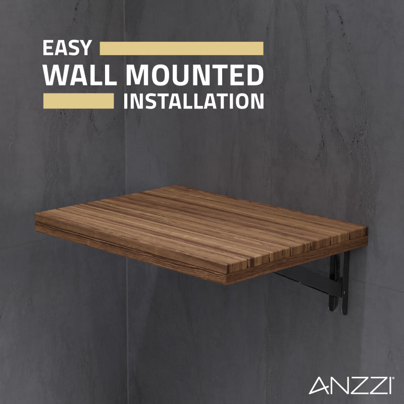 AC AZ8210 ANZZI Shoren 24 in. Teak Wall Mounted Folding Shower Seat