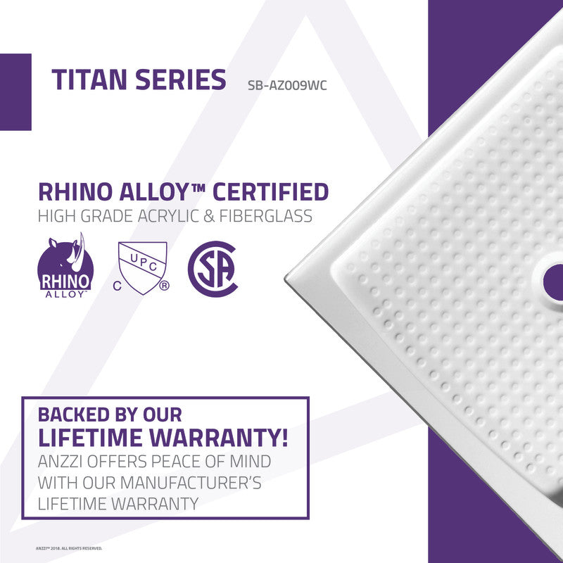 SB-AZ009WC - ANZZI Titan Base Series 36 in. L x 36 in. W SB-AZ009WC - ANZZI Titan Base Series 36 in. L x 36 in. W