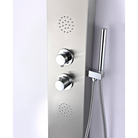SP-AZ037 - ANZZI Vanzer 52 in. Full Body Shower Panel with Heavy Rain Shower and Spray Wand in Brushed Steel