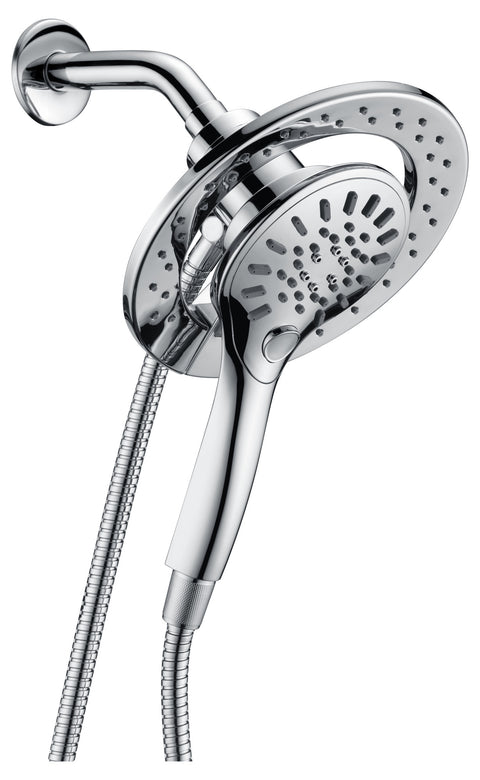 Retro-Fit 3-Spray Patterns with 7.48 in. Wall Mounted Dual Shower Heads with Magnetic Divert in Polished Chrome