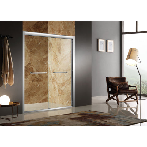 SD-AZ01BBH-R - ANZZI Pharaoh 48 in. x 72 in. Framed Sliding Shower Door in Brushed Finish with Handle