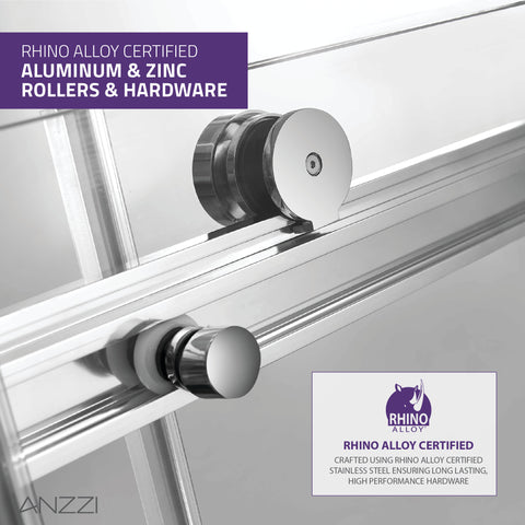 48 in. x 76 in. Frameless Sliding Shower Door with Horizontal Handle in Chrome