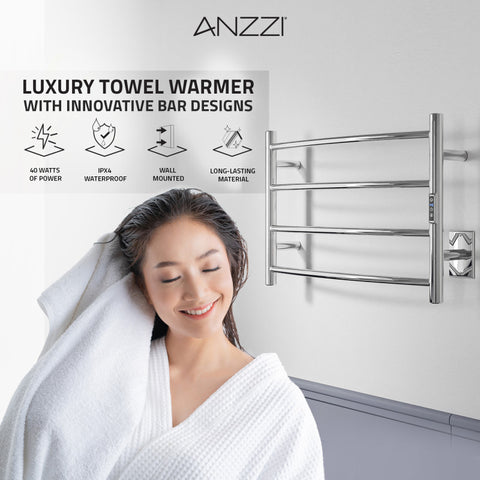 ANZZI Glow 4-Bar Stainless Steel Wall Mounted Towel Warmer