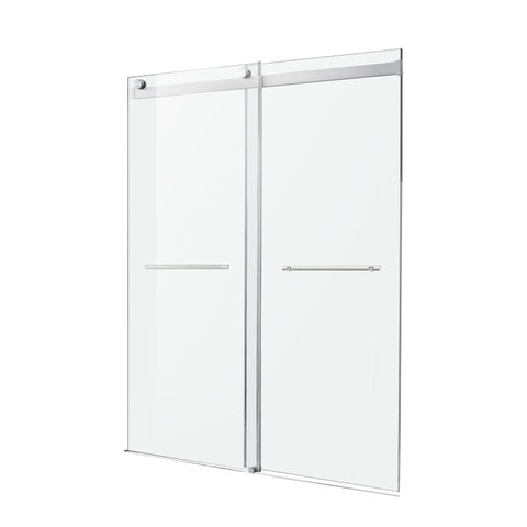 SD-FRLS05802BN - ANZZI Kahn Series 60 in. x 76 in. Frameless Sliding Shower Door with Horizontal Handle in Brushed Nickel
