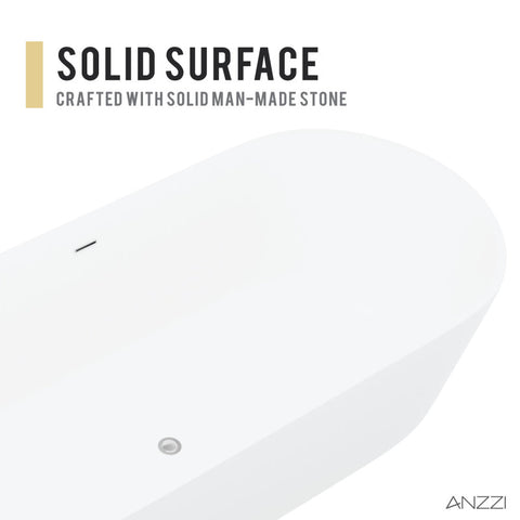 Sabbia 5.9 ft. Solid Surface Center Drain Freestanding Bathtub
