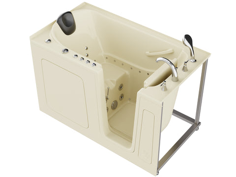 ANZZI 32 in. x 60 in. Right Drain Quick Fill Walk-In Whirlpool and Air Tub with Powered Fast Drain in Biscuit