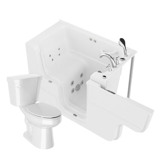 ANZZI 52 in. x 29 in. Right Drain Whirlpool Jetted Bathtub in White with Elongated Toilet and Soft Close Lid