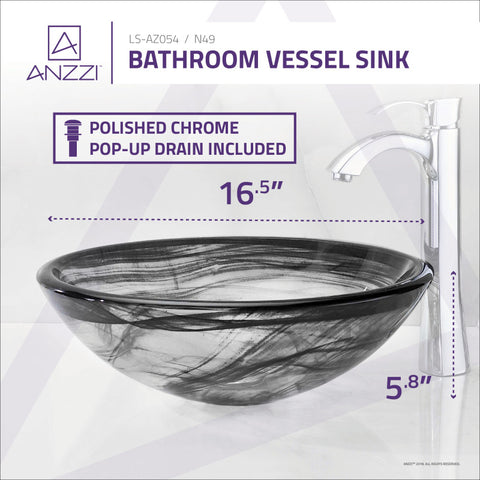 ANZZI Verabue Series Vessel Sink with Pop-Up Drain in Slumber Wisp